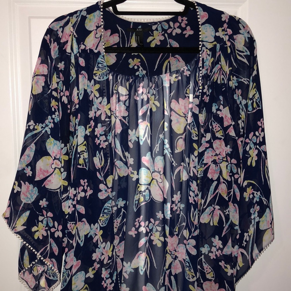 Floral sheer kimono cardigan